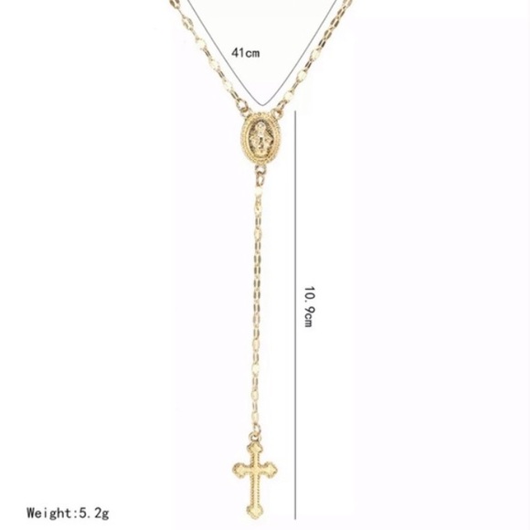 Vintage Gold Cross Pendant Necklace - Picture 3 of 5